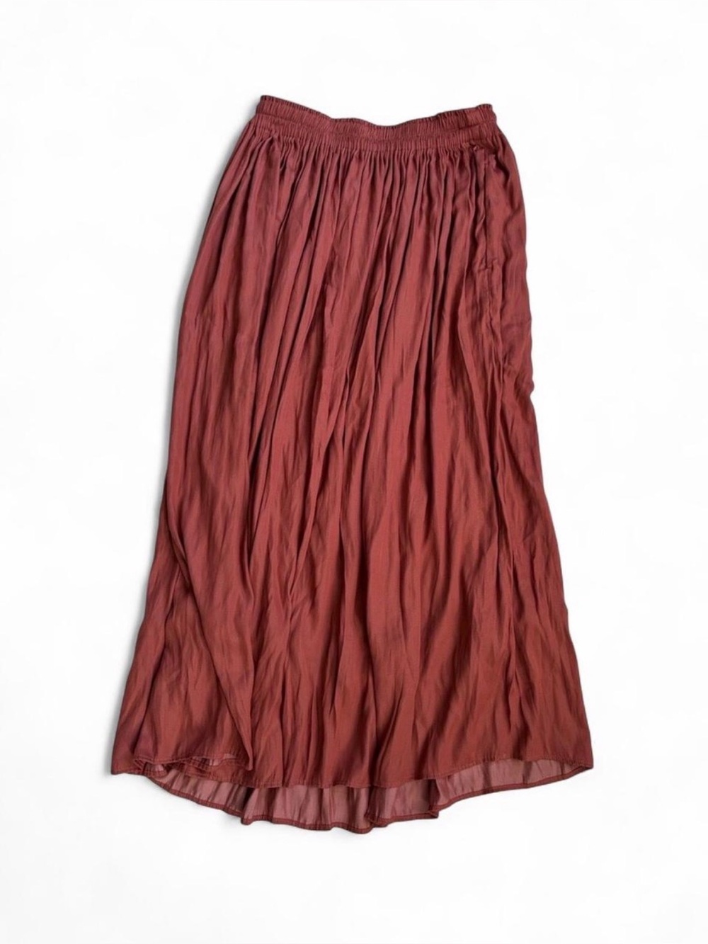 Uniqlo Chiffon Gathered Maxi Skirt Size XS Burnt Orange Red